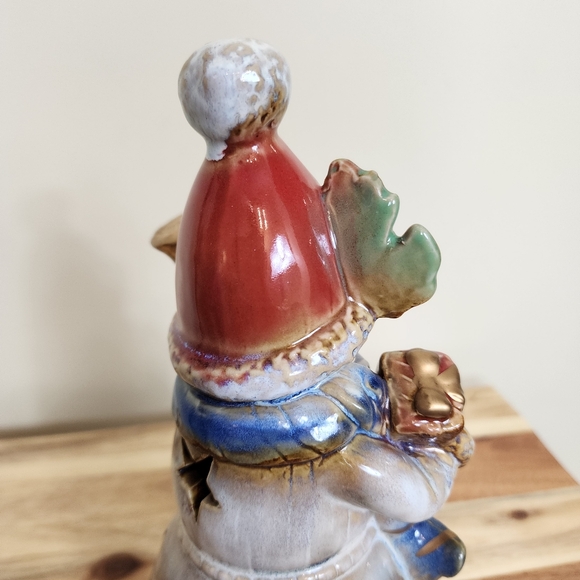 9" Glazed Ceramic Snowman Tealight Candle Holder - Picture 8 of 11